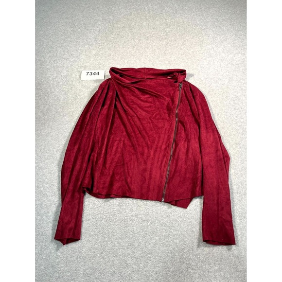 BLANKNYC Jackets & Blazers - BLANKNYC Moto Jacket Womens XL Red Stretch Cowl Neck Asymmetric Zip Casual